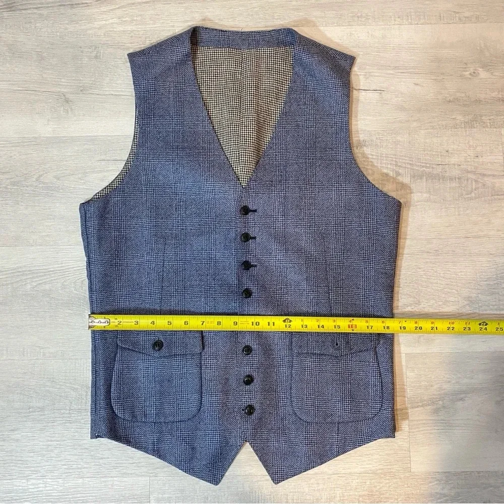 Tailored Blue Grey Formal Tweed Vest or Waistcoat